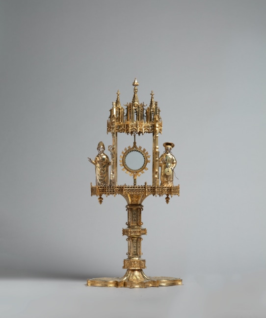 Architectural monstrance with two saints, c. 1520-1530
Spain, Barcelona
Gilded silver
24 3/4 x 11 3/4 x 8 inches
(63 x 30 x 20.3 cm)