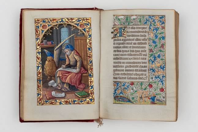 Master of the Chronique scandaleuse (active in Paris, c. 1493-c. 1510)
The Hours of Anne Cossart (Book of Hours, Use of Paris) in Latin and French, c. 1500
France, Paris
13 full-page miniatures, 2 large miniatures and 24 calendar miniatures very well preserved and in a rich palette of colors
6 5/8 x 4 1/2 inches
(16.8 x 11.4 cm)